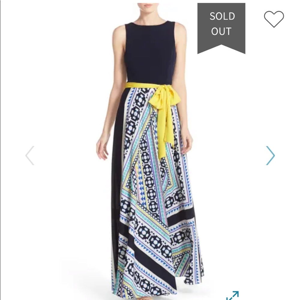 NWT Eliza J Scarf Print Jersey & Crepe Maxi Dress